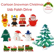 USB флеш-накопитель 64 ГБ 128 ГБ USB 2,0 флеш-накопитель 32 Гб мультяшный Снеговик Рождественская елка подарки 4 ГБ 8 ГБ 16 ГБ мини-накопитель Санта-Клаус