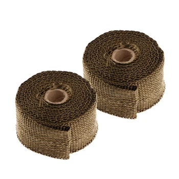 

MagiDeal 2inchx50ft Titanium Header Manifold Exhaust Wrap brown 2 Rolls