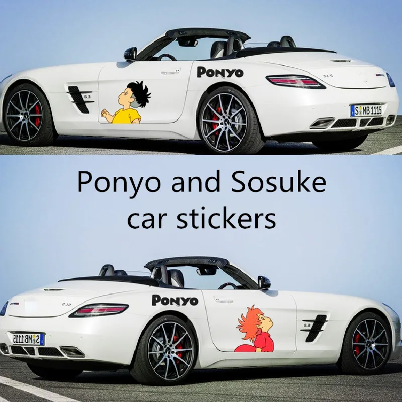 Наклейки для автомобиля Ponyo и Sosuke, Унесенные в спираль аниме серии, Мультяшные креативные персональные наклейки, наклейки для украшения тела