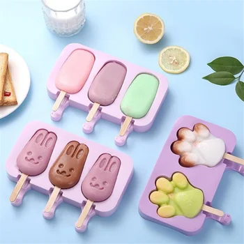 

New Silicone Ice Cream Mold Popsicle Molds DIY Homemade Cartoon Ice Cream Popsicle Ice Pop Fruit Juice Maker Mould with Sticks