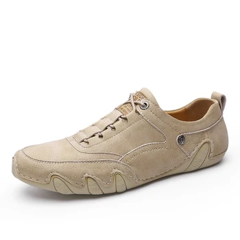 

Flat Casual Driving Men Shoes Comfortable Breathable Genuine Leather Zapatos New Fashion Sneakers Light Business Macho Sapatos