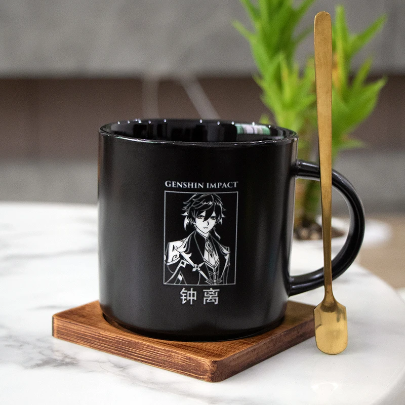 

Game Genshin Impact Zhongli Mug Water Cup animation peripheral creative Liyue Ceramic Mug KeQing Cup Coffee Cup Daily Gift