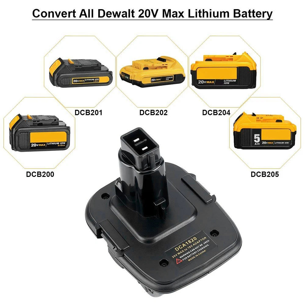 

20V Battery Adapter DCA1820 for Dewalt 18V Tools Convert Dewalt 20V Lithium Battery for Dewalt 18V Battery DC9096 DC9098 DE9096