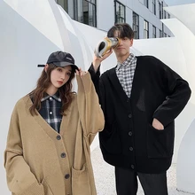 Мужской свитер осень тонкий пары плотый вязаный кардиган свитер Свободные повседневные с круглым воротником индивидуальная мужская одежда