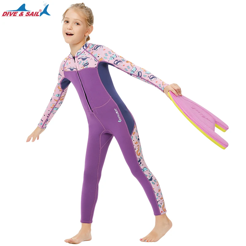 Kids Wetsuit for Boys Girls, 2.5mm Neoprene One Piece UV Protection Thermal Swimsuit, Full Body