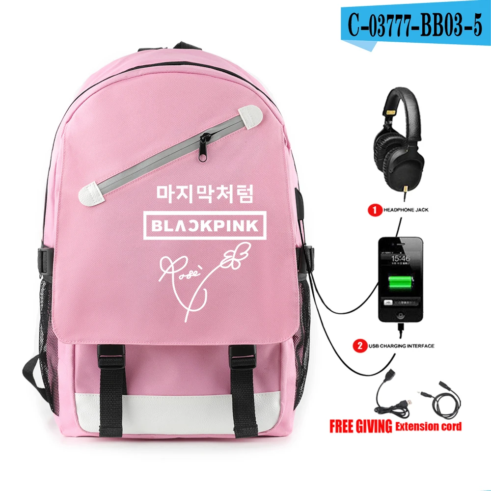 USB зарядка музыка Студенческая сумка для книг для мальчиков и девочек черный розовый рюкзак унисекс школьная сумка для подростков дорожный Рюкзак Школьная Сумка - Цвет: pink