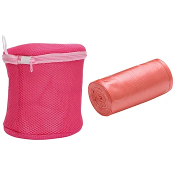 

1x Thickening Bra Wash Net Underwear Net Wash Laundry Rose & 1 Rolls 50 x 46 cm Garbage Bags Single Color