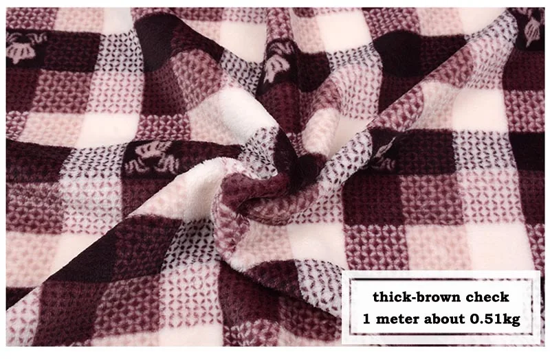 thick brown check Фланелевая мягкая теплая ткань в горошек с рисунком кролика, панды, кота, клубники, цветов для детей, зимняя одежда, ночная рубашка, одеяло, ручная работа - Цвет: thick brown check