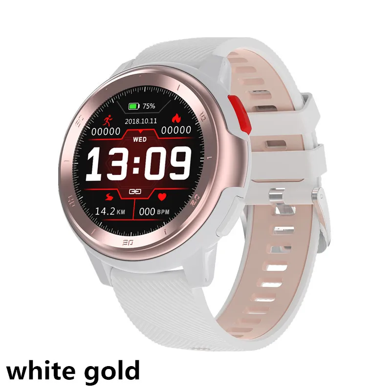white gold AMYNIKEER Смарт часы DT68 полный сенсорный экран IP68 водонепроницаемый низкая мощность HD экран PPG+ ЭКГ активности фитнес трекер smartwatch - Цвет: white gold