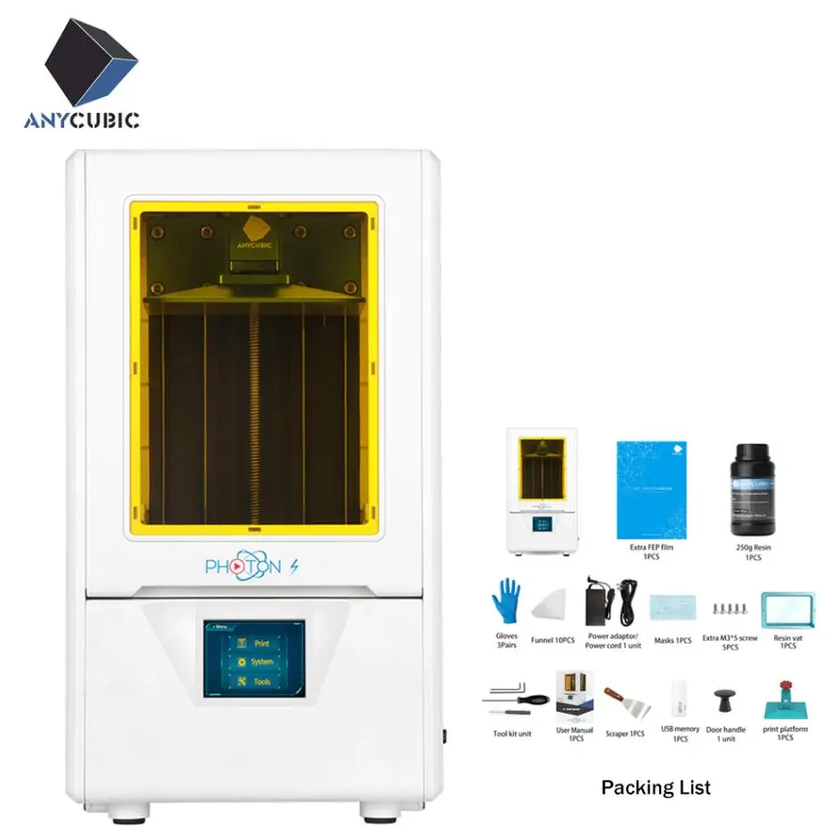 Anycubic 3d принтер Photon-S 3d Стоматологическое украшение Модернизированный SLA/lcd УФ Смола слайсер Настольный impresora 3d drukarka наборы принтеров - Цвет: Photon--S