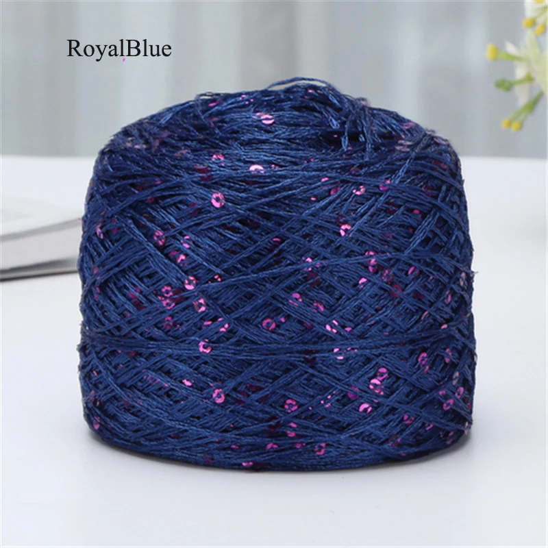 2pcs(200g) Fashion Summer Ice Silk Line Feature Sequins Line Yarn Diy Hand-knitted Wool Thread Sweater Scarft Hats Accessories - Цвет: RoyalBlueRose