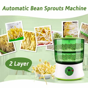 

Automatic Bean Sprout Machine Two Layers US Plug Multifunctional Homemade Sprout Bud Machine Intelligent Microcomputer Control