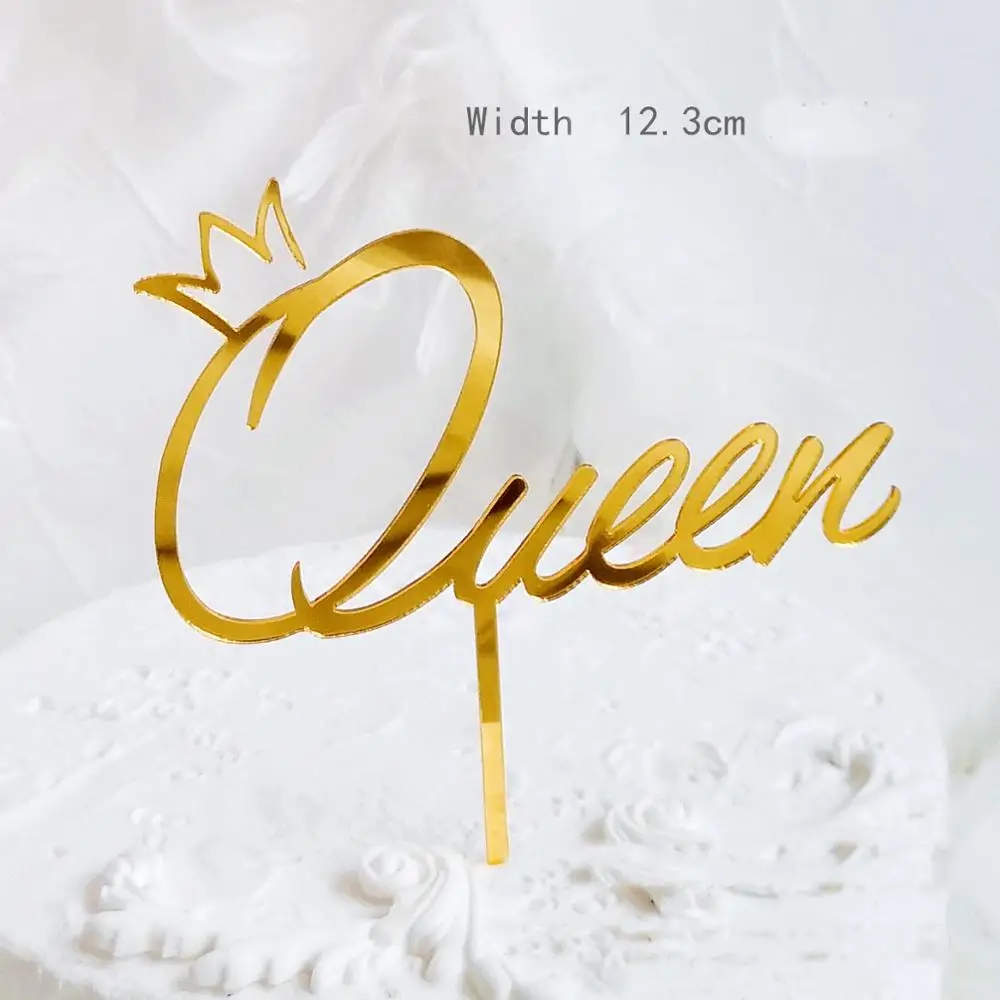 queen 2 Акриловый Топпер для кексов на день рождения, золотой, король, королева, принц, принцесса, топпер для торта, для детской вечеринки на день рождения, для украшения торта - Цвет: queen 2