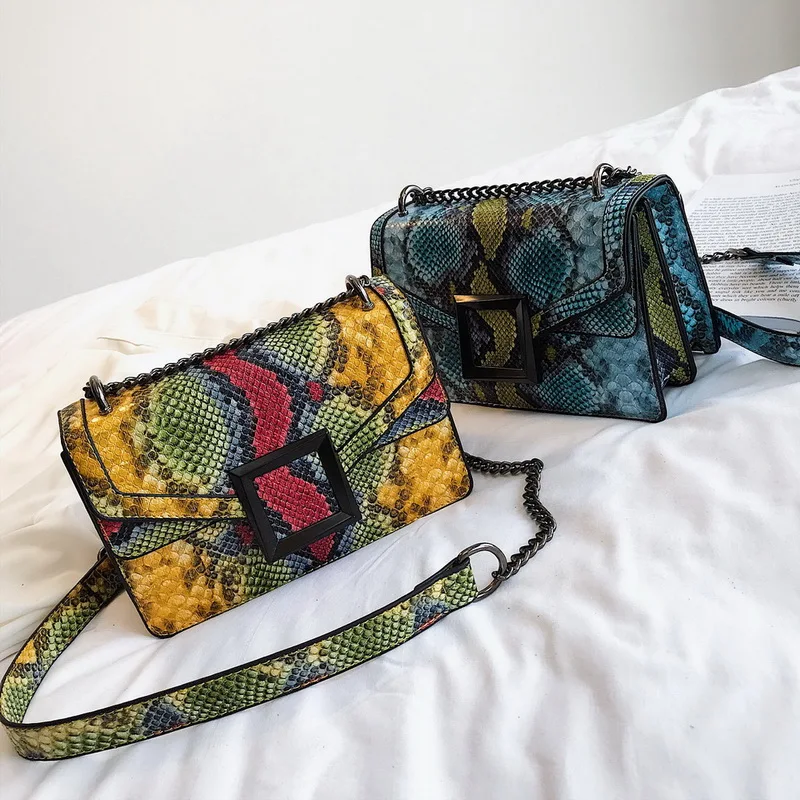 Женская сумка на плечо со змеиным принтом, модная сумка через плечо