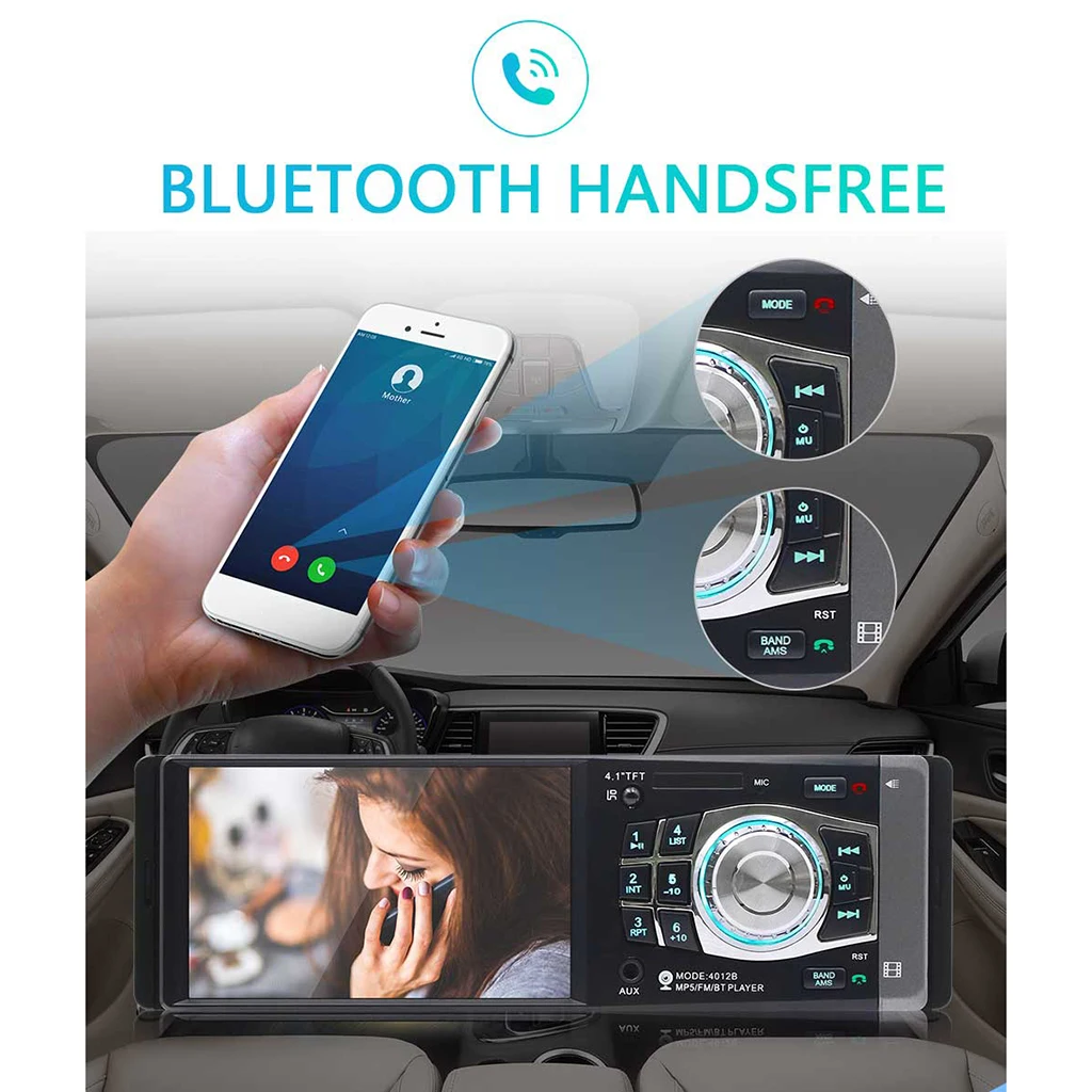4,1 ''автомобильный 1 Din MP5 плеер Bluetooth стерео с сенсорным экраном 4012B