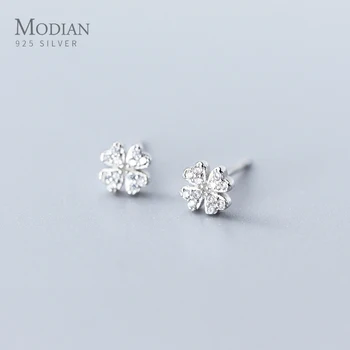 

Modian Fashion Flora Ear Studs for Women Sparking Zircon Cute Little Flower Sterling Silver 925 Stud Earrings Fine Jewelry Gift