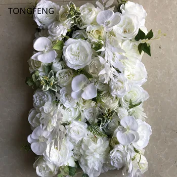 

TONGFENG WHITE 10pcs/lot Artificial silk rose peony 3D flower wall panel wedding backdrop decoration flower runner wedding