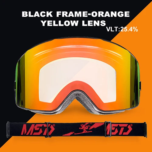 Mosodo лыжные очки поляризованные сноубордические очки лыжные очки для сноуборда альпийские лыжные очки Poc черная коробка - Цвет: 2orange yellow lens