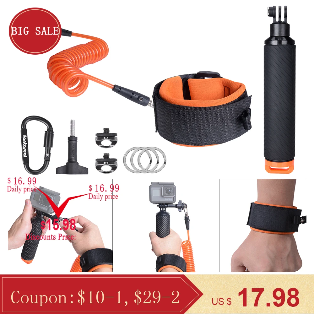 

Fantaseal Underwater Diving Floating Wrist Strap + Hand Grip Holder for GoPro Hero 7 6 5 4 3 Black Session SJCAM Eken Action Cam
