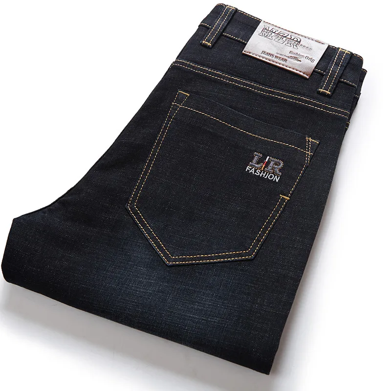 Мужские весенне-осенние Стрейчевые черные джинсы размера плюс 30-52, повседневные высококачественные дизайнерские мужские джинсы Bggy Patns - Цвет: Black
