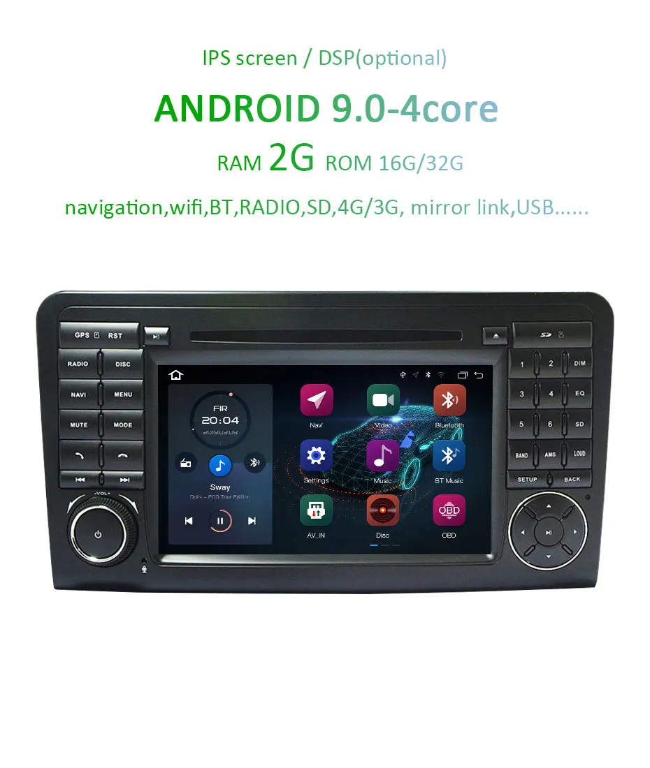Discount Android 9.0 4G 64G CAR DVD PLAYER For Mercedes Benz CLASS  GL500 W164 X164 ML350 ML300 ML320 ML280 GL350 GL450 radio navigation 3