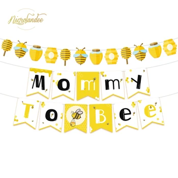 

NICROLANDEE Mommy To Bee Paper Banner Garland for Bumble Bee Gender Reveal Party Bumblebee Themed Bee Party Baby Shower Decor