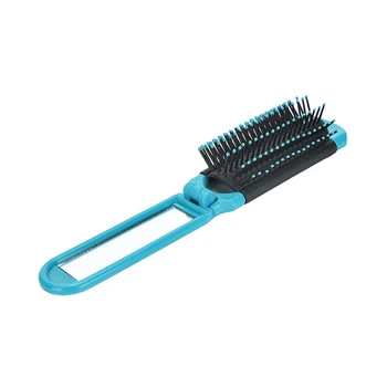 

Portable Foldable Travel Hair Brush With Mirror Compact Pocket Size Comb
