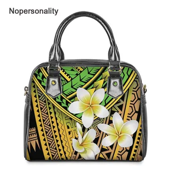 

Nopersonality Green Hawaiian Flower Print PU Top-handle Women Luxury Shoulder Handbag Ladies Gothic Beach Bag Bolsa Feminina