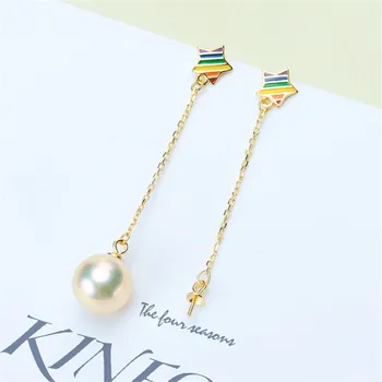 

DIY Pearl Stud Earrings Holder S925 Sterling Silver Earrings Settings Women DIY Earrings Jewelry Findings