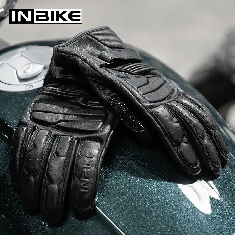 INBIKE всесезонные мотоциклетные перчатки из натуральной кожи с сенсорным экраном