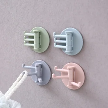 

Free Punched Multi-functional Bathroom Hook Wall Seemless Rack Rotating Hook Strong 3 fen Branch Rotating Hook
