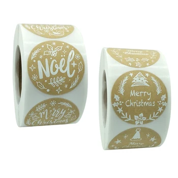 

500pcs Kraft stickers Thank You Stickers 1/1.5 inch Christmas Stickers Scrapbooking Packaging Seal Labels Stationery Sticker