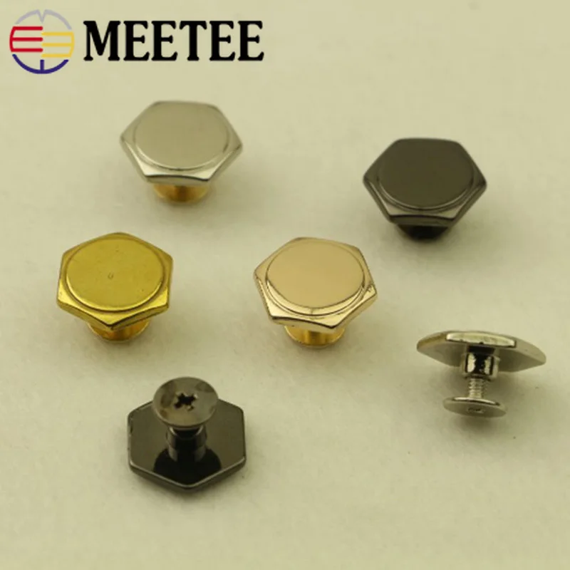 Meetee 10/20pcs 14mm DIY Bag Strap Decor Buckle Foot Nail Clasp Metal Bottom Screw Curved Rivet Buckles Accessories | Дом и сад