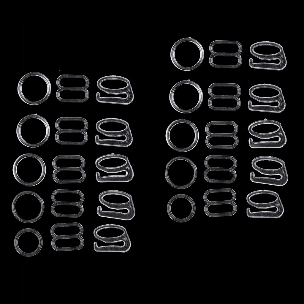 10 Sets Nylon Bra Lingerie Strap Clip Bar Rings Sliders Adjusters Hook Slider O Ring Buckle Bikini Fasteners