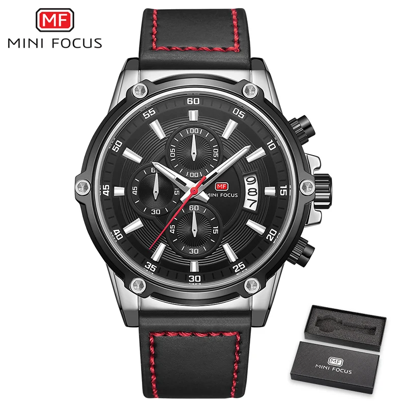 black watch Мини фокус люксовый бренд Мужские часы кожаный ремешок черный Водонепроницаемый Модные мужские спортивные часы мужские наручные кварцевые часы Montre Homme - Цвет: black watch