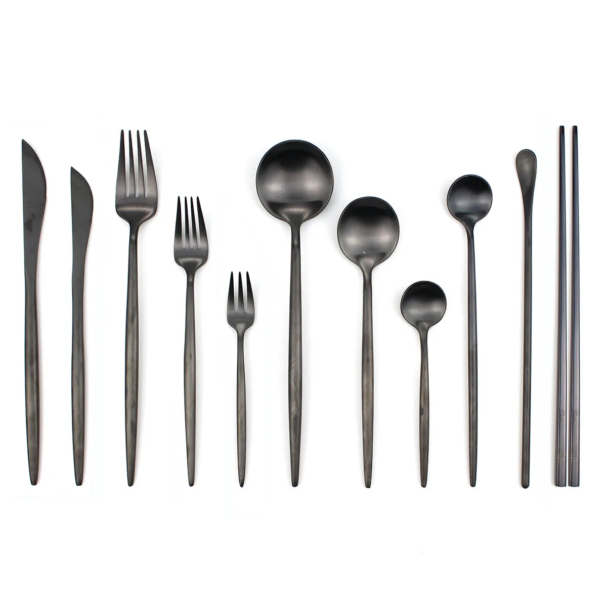 

ALL Unit Black Matte Dinnerware Stainless Steel Cutlery Western Steak Knife Fork Dessert Salad Fruit Fork Dining Tableware