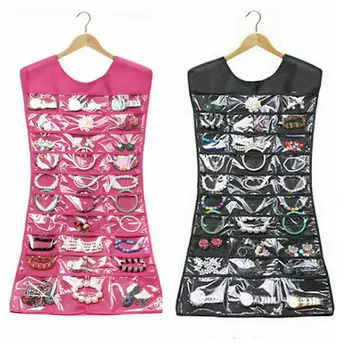 

Useful Hanging Jewelry Brooch Closet Display Organizer Dress Shape Hanging Holder Pocket Storage Bags