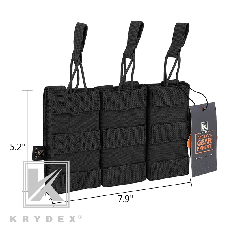 KRYDEX Tactical MOLLE 5.56mm Mag Pouch Single/Double/Triple Open-Top MOLLE Strap Magazines Pouch for M4 M16 Hunting Accessories