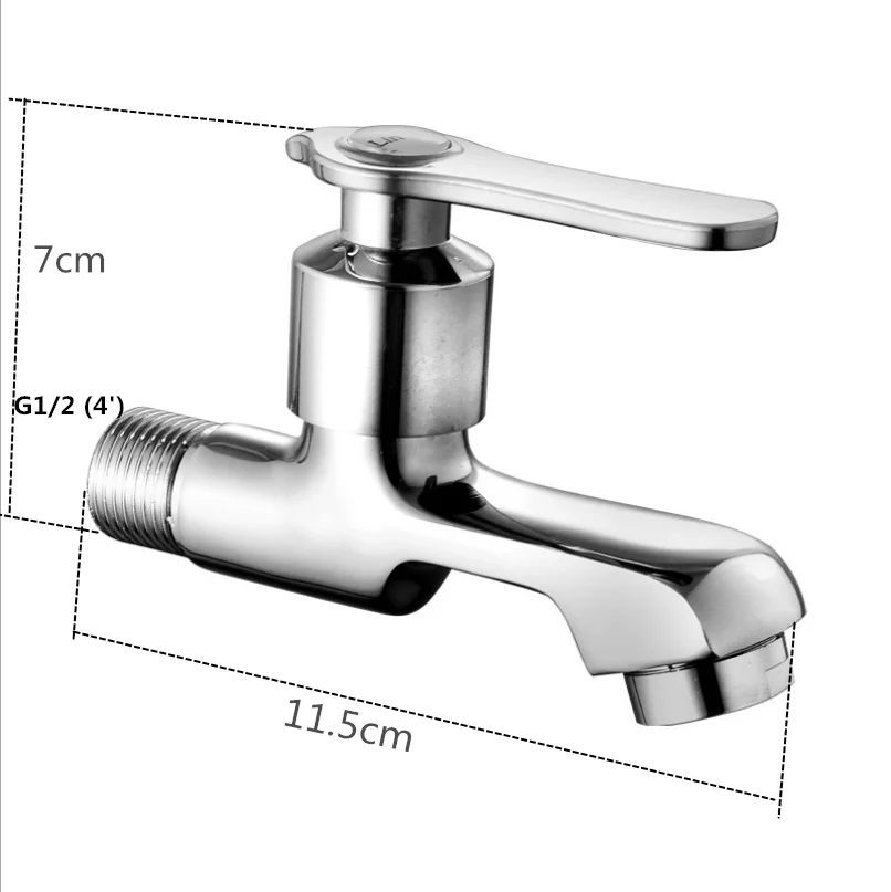 G1/2 European Brass Mop Pool Faucet, Wall Mounted Single Cold Kitchen Balcony Bathroom Tap Creative Modeling Plating Bibcock