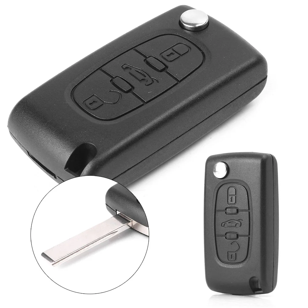 Nowe etui na kluczyki do samochodu 3 przyciski czarny etui na klucze obudowa dla Peugeot 207 307 407 SW 308 607