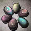 70-80g 4-5cm High Quality Natural Rainbow Hand Carved Obsidian Yoni Egg Mineral Reiki Healing Gemstone 1