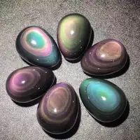 70-80g 4-5cm High Quality Natural Rainbow Hand Carved Obsidian Yoni Egg Mineral Reiki Healing Gemstone 1