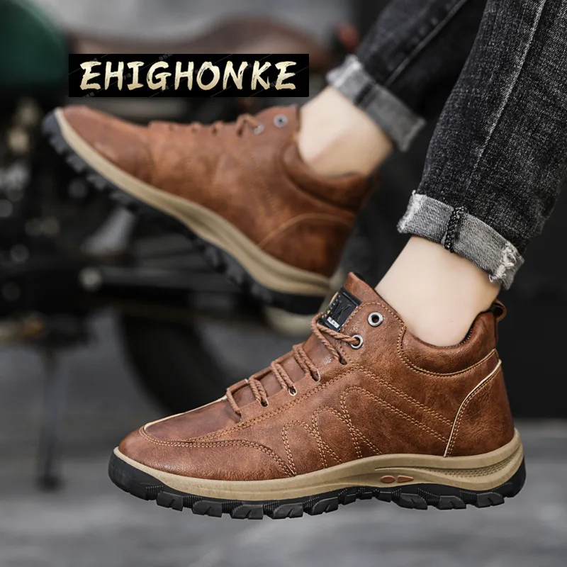 

Men 's Waterproof and Warm Snow Boots Winter Leather Work Boots , Military Combat and Ankle Outdoor Training Jimmy Choo Shoes