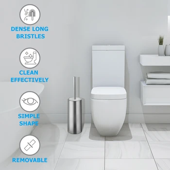 

Toilet Brush and Holder Set Good Grip Compact Stainless Steel Toilet Bowl Cleaner Brush Set for Bathroom Cleaning Brush Set