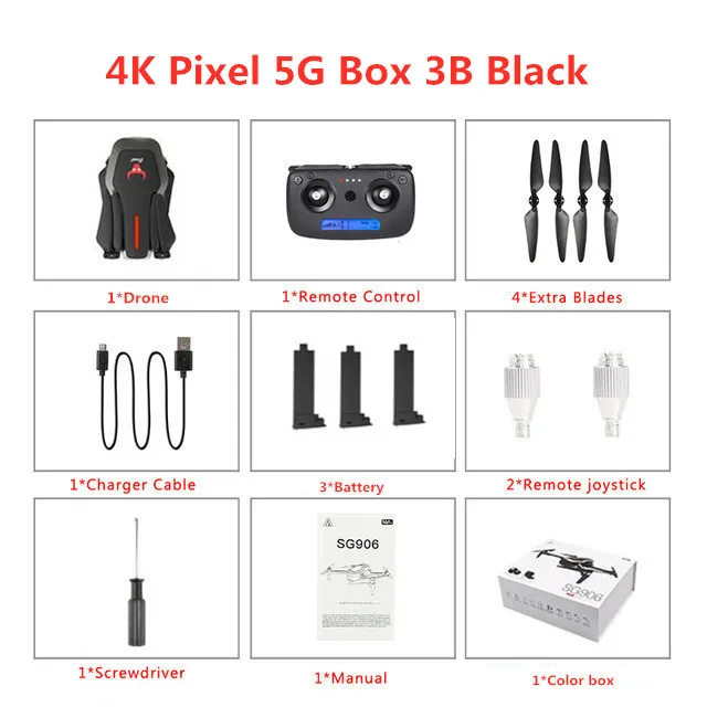 4K Pixel 5G Box 3B B SG906 портативный Радиоуправляемый Дрон 4K gps 5G wifi FPV HD Двойная камера Дрон широкоугольный бесщеточный селфи складной Дрон 4K Квадрокоптер дроны - Цвет: 4K Pixel 5G Box 3B B