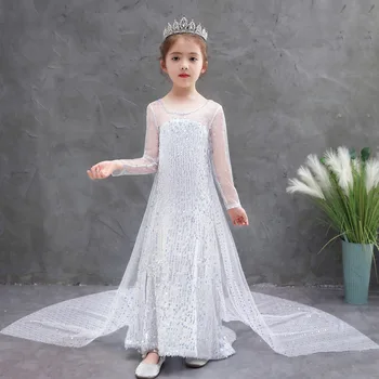 

Fancy Princess Dress Up Christmas Carnival Girls Costume Kids Sequins Wedding Dresses Cosplay Clothes For 2-10Yrs