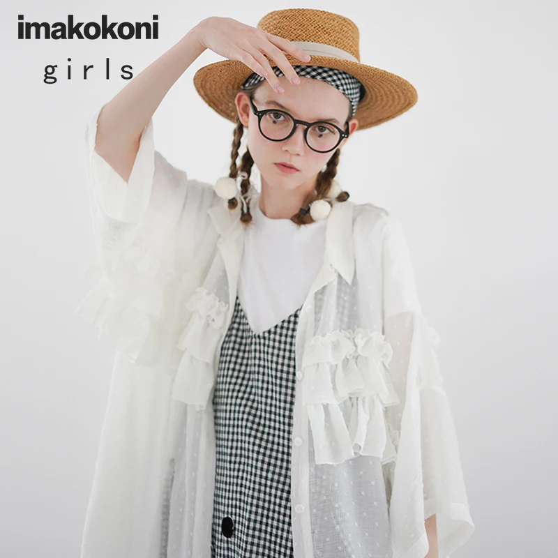 Оригинальный свободный шифоновый кардиган средней длины imakokoni тонкая летняя