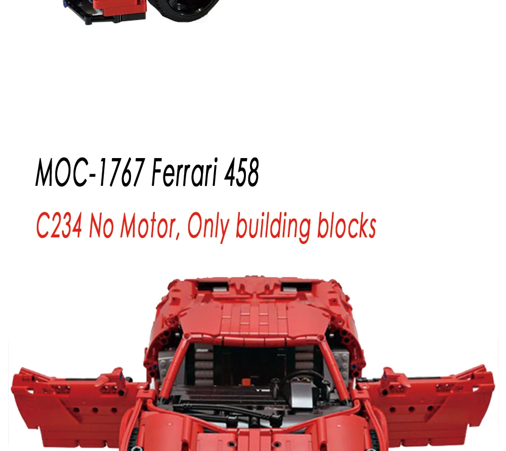 Конструкция для MOC Lamborghini Audi R8 V10 Ferrarii 458 bloques de convicción Kit de juguete DIY educativo nivienos regalo