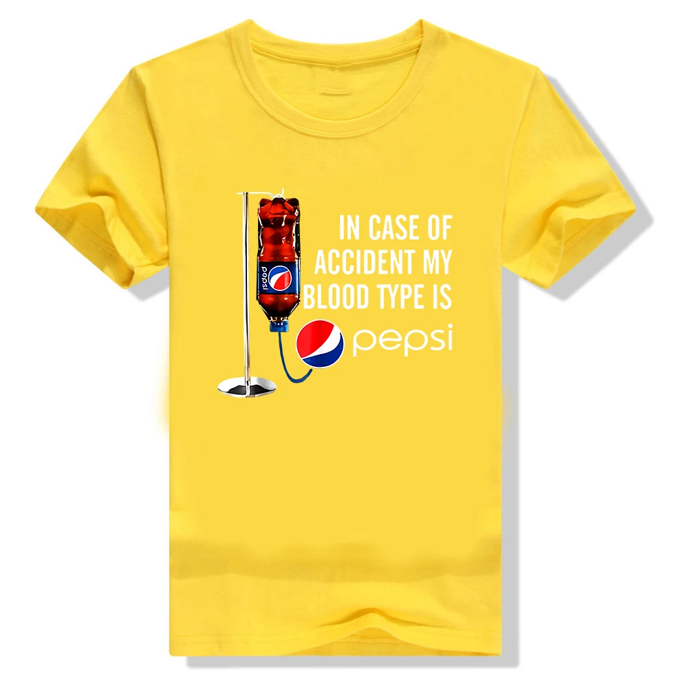 Цвет: желтый Черный чехол с надписью «My Blood type Is Pepsi», футболка в стиле Харадзюку С S-3Xl - Цвет: Цвет: желтый