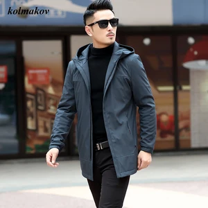 2020 New Arrival Winter Style Men Boutique Solid Trench Coat High Quality Hooded Hat Men's Zippers Leisure Jacket Overcoat M-3XL